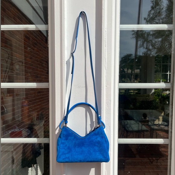 STAUD Valerie Director Blue Suede Bag NWT - Picture 13 of 13